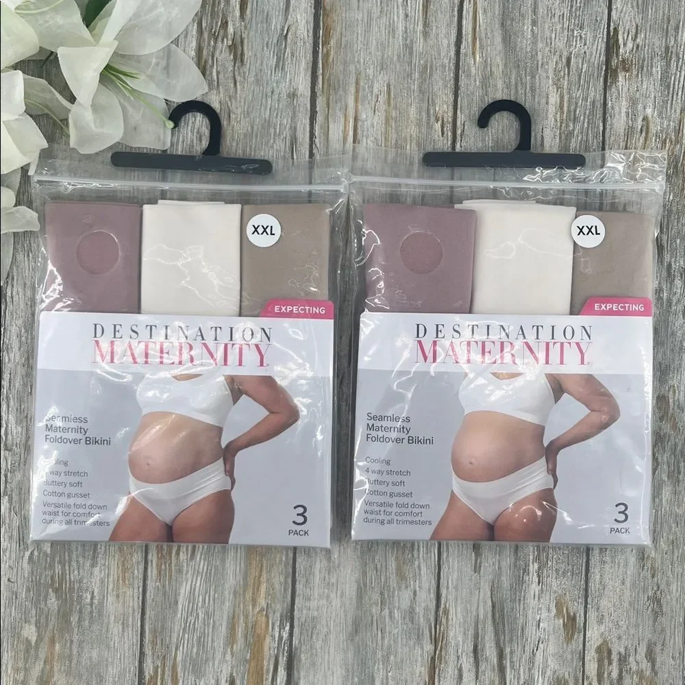 Women’s Destination Maternity Foldover Bikini Panty 2, 3-Packs Size XXL